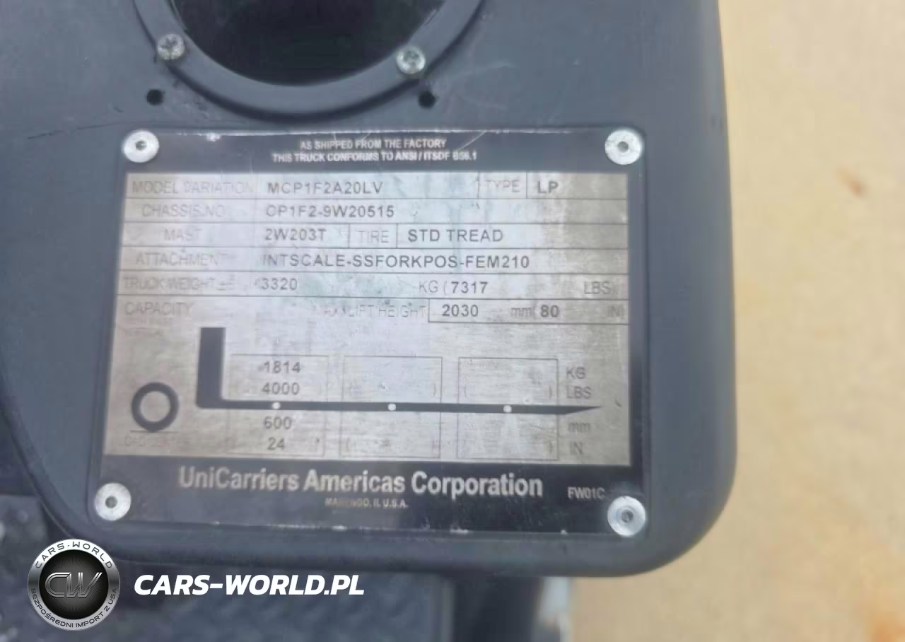2015 Unicarriers Mcp1F2A20Lv Forklift VIN:CP1F29W20515 - 10