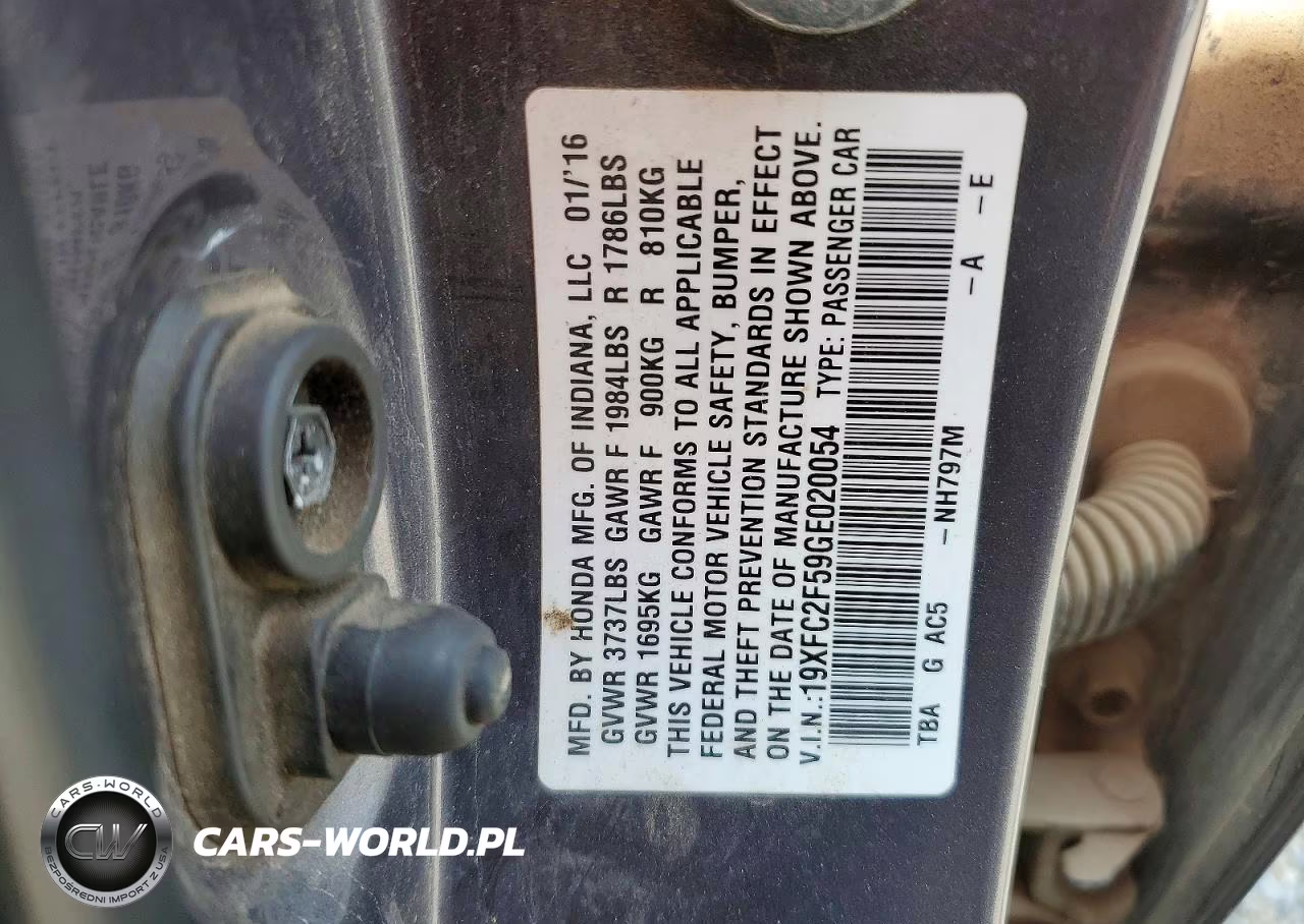 2016 Honda Civic Lx VIN:19XFC2F59GE020054 - 12