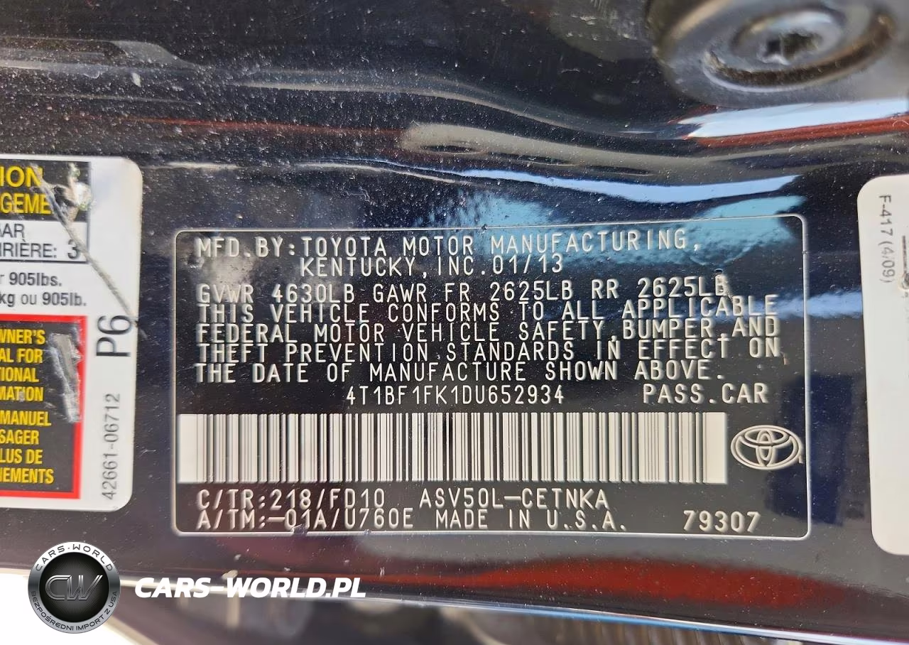 2013 Toyota Camry Le VIN:4T1BF1FK1DU652934 - 12