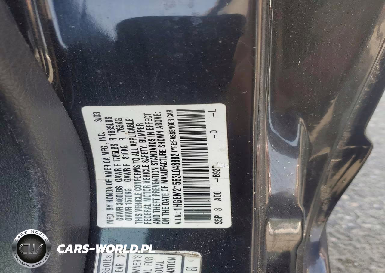 2003 Honda Civic Lx VIN:1HGEM21563L048882 - 12