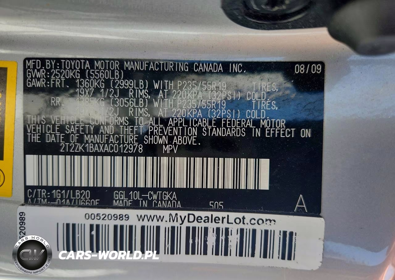 2010 Lexus Rx 350 VIN:2T2ZK1BAXAC012978 - 12