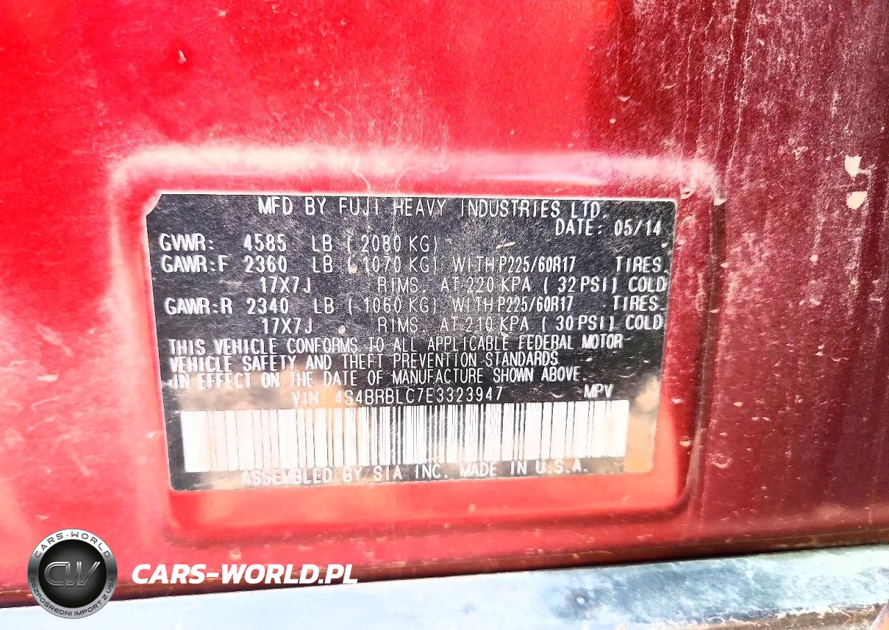2014 Subaru Outback 2.5I Limited VIN:4S4BRBLC7E3323947 - 13