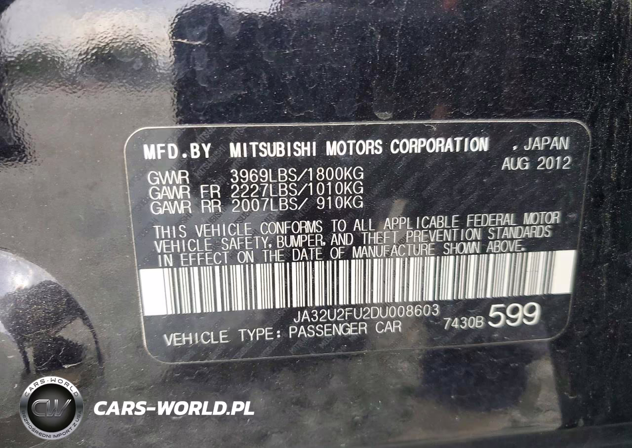 2013 Mitsubishi Lancer Es-Es Sport VIN:JA32U2FU2DU008603 - 12