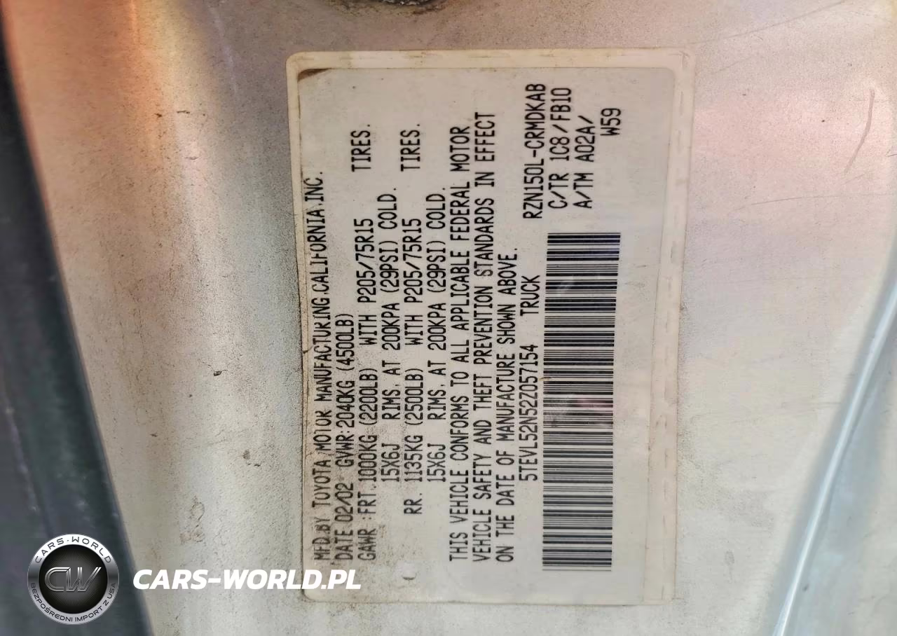 2002 Toyota Tacoma Base VIN:5TEVL52N52Z057154 - 13