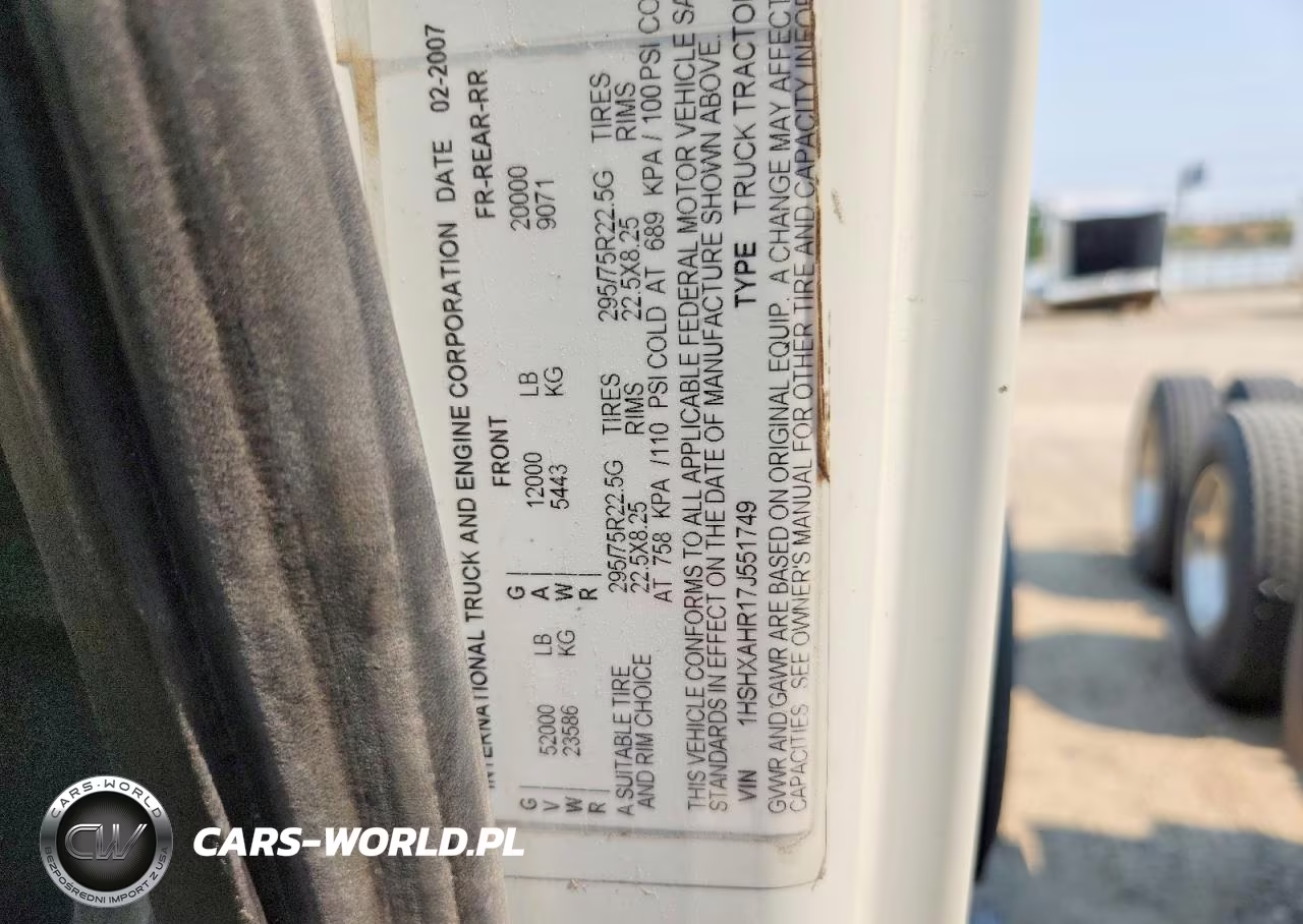 2007 International 8600 Semi Truck VIN:1HSHXAHR17J551749 - 12