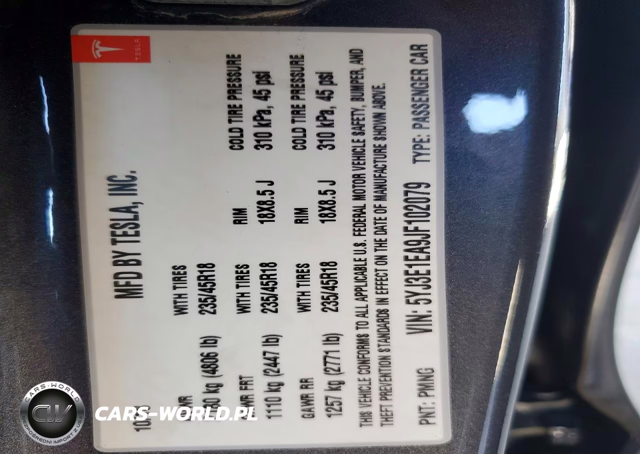 2018 Tesla Model 3 VIN:5YJ3E1EA9JF102079 - 13
