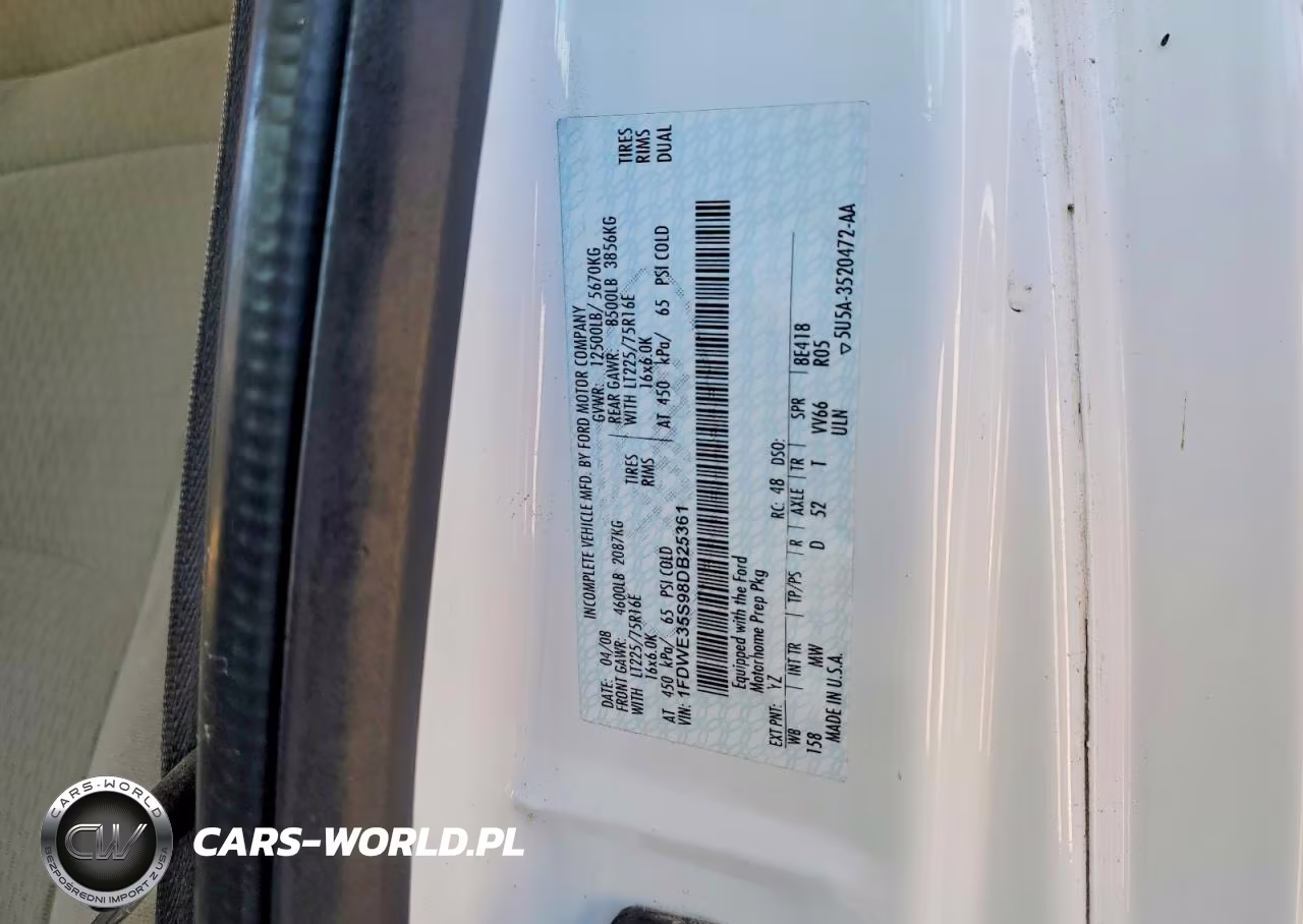 2008 Ford Econoline E350 Super Duty Cutaway Van VIN:1FDWE35S98DB25361 - 10