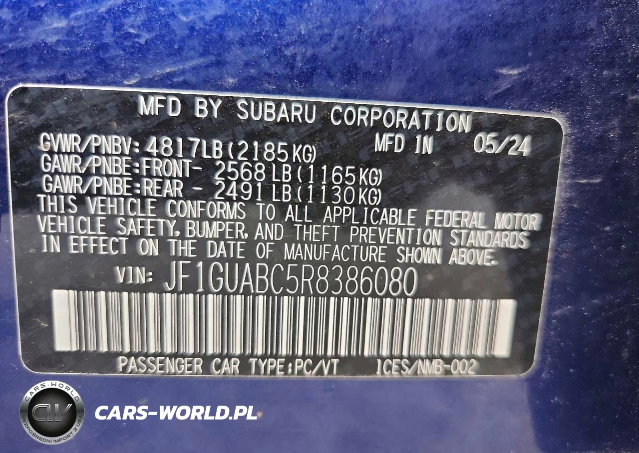 2024 Subaru Impreza VIN:JF1GUABC5R8386080 - 12