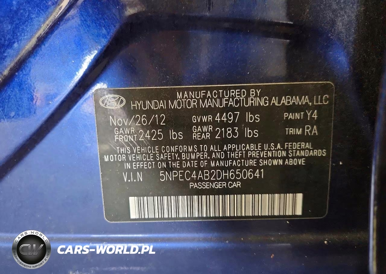 2013 Hyundai Sonata Limited 2.0T VIN:5NPEC4AB2DH650641 - 12
