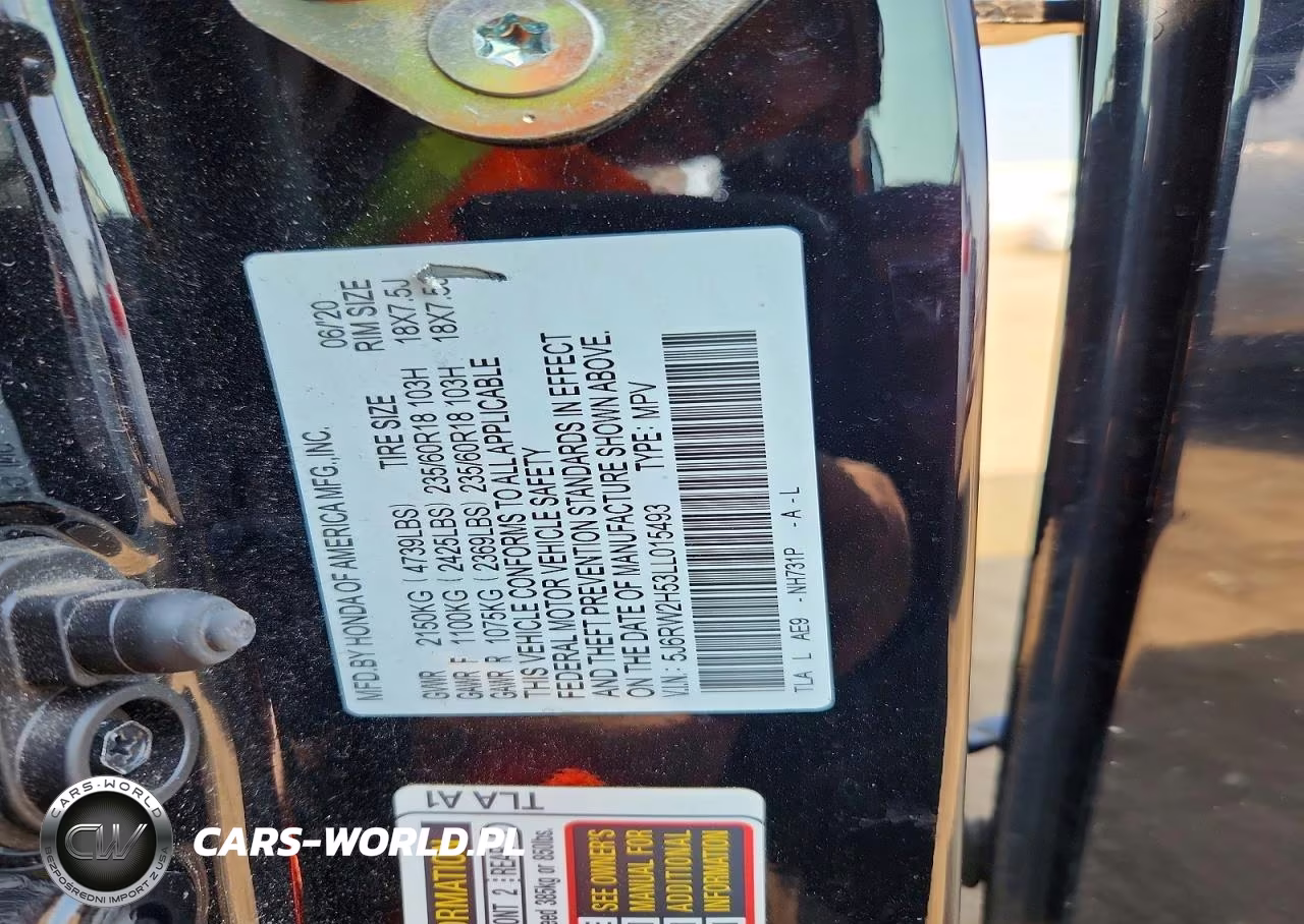 2020 Honda Cr-V Ex VIN:5J6RW2H53LL015493 - 13