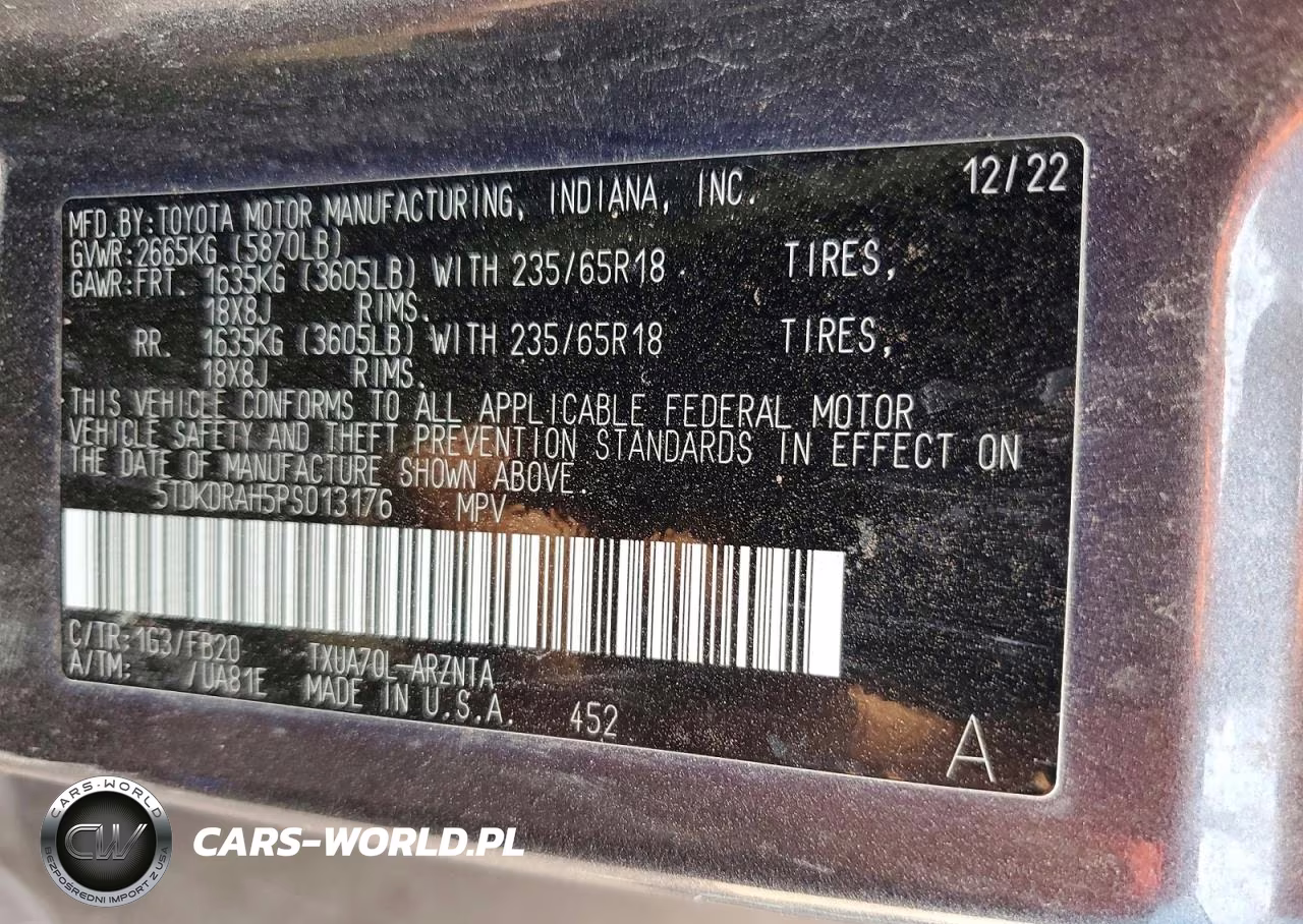 2023 Toyota Highlander L VIN:5TDKDRAH5PS013176 - 13