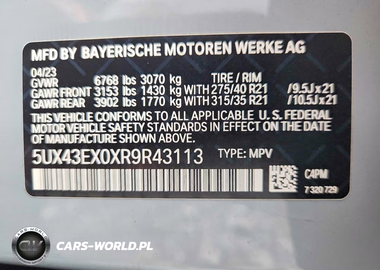 2024 BMW X6 M60I VIN:5UX43EX0XR9R43113 - 13