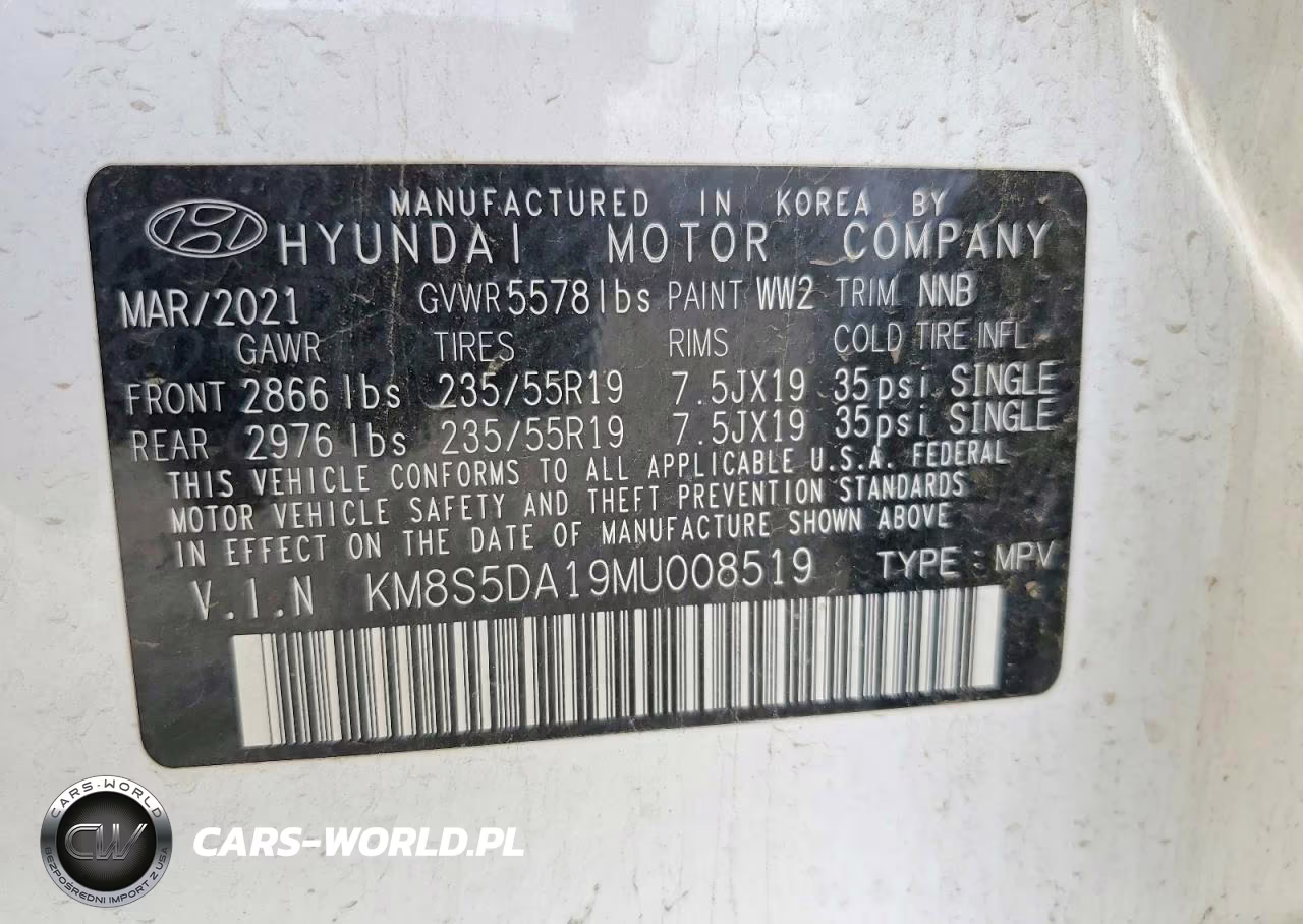 2021 Hyundai Santa Fe Limited VIN:KM8S5DA19MU008519 - 13