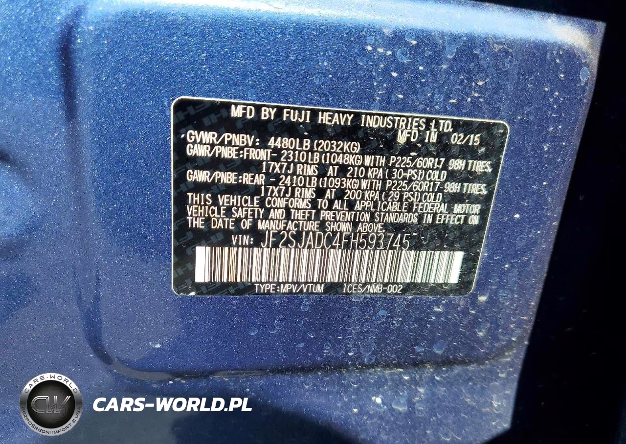 2015 Subaru Forester 2.5I Premium VIN:JF2SJADC4FH593745 - 13