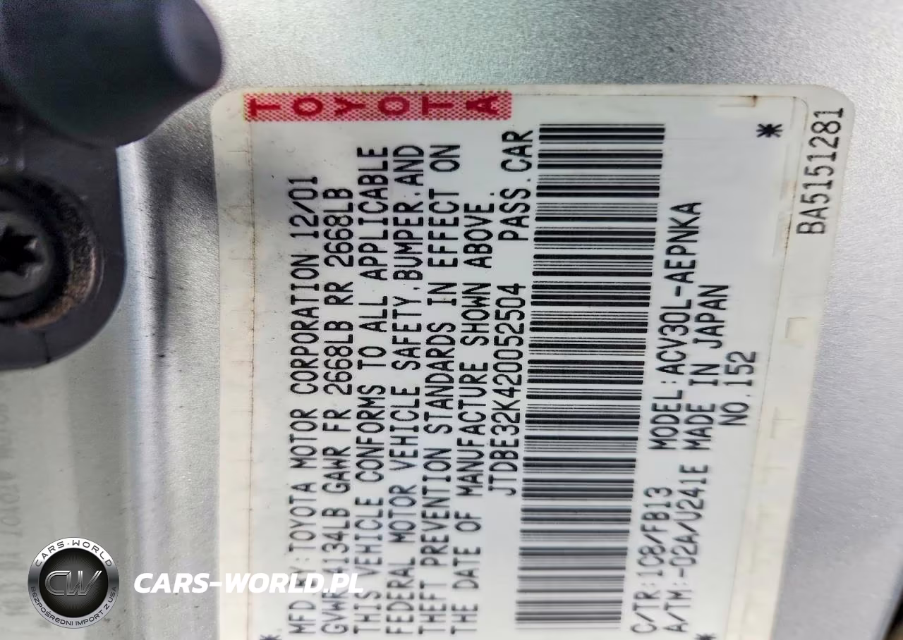 2002 Toyota Camry Le VIN:JTDBE32K420052504 - 12