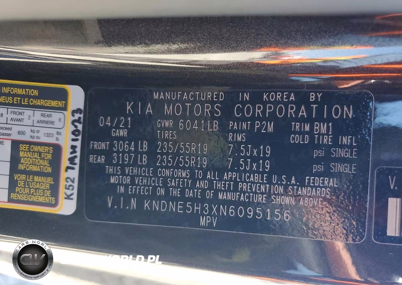 2022 Kia Carnival Sx Prestige VIN:KNDNE5H3XN6095156 - 13