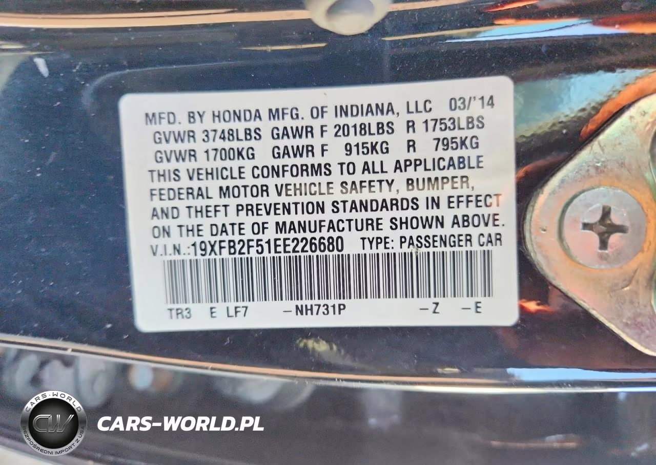 2014 Honda Civic Lx VIN:19XFB2F51EE226680 - 12