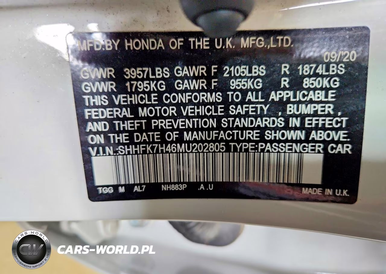 2021 Honda Civic Sport VIN:SHHFK7H46MU202805 - 13