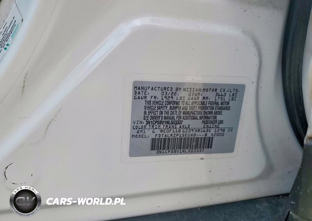 2022 Nissan Kicks S VIN:3N1CP5BV1NL503337 - 13