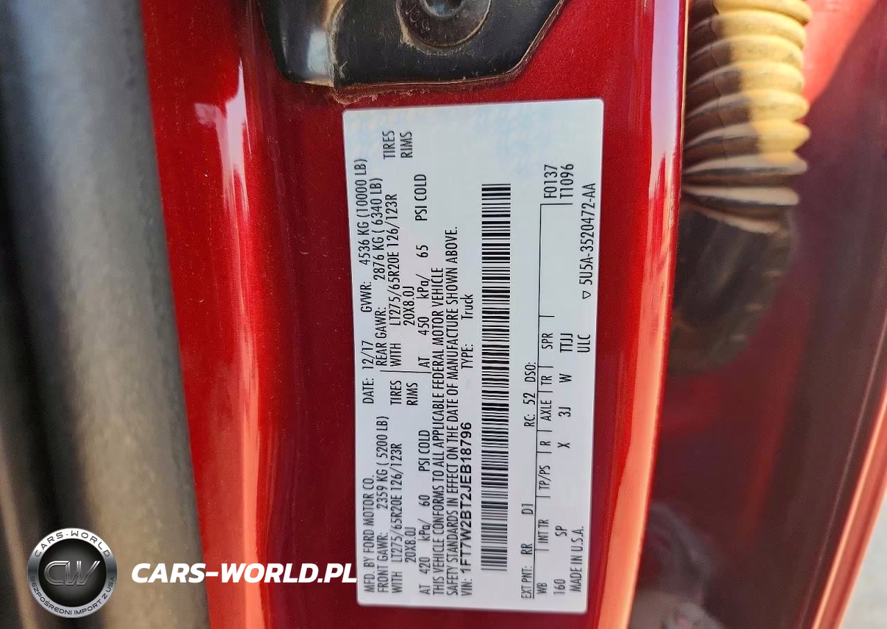 2018 Ford F250 Super Duty VIN:1FT7W2BT2JEB18796 - 12