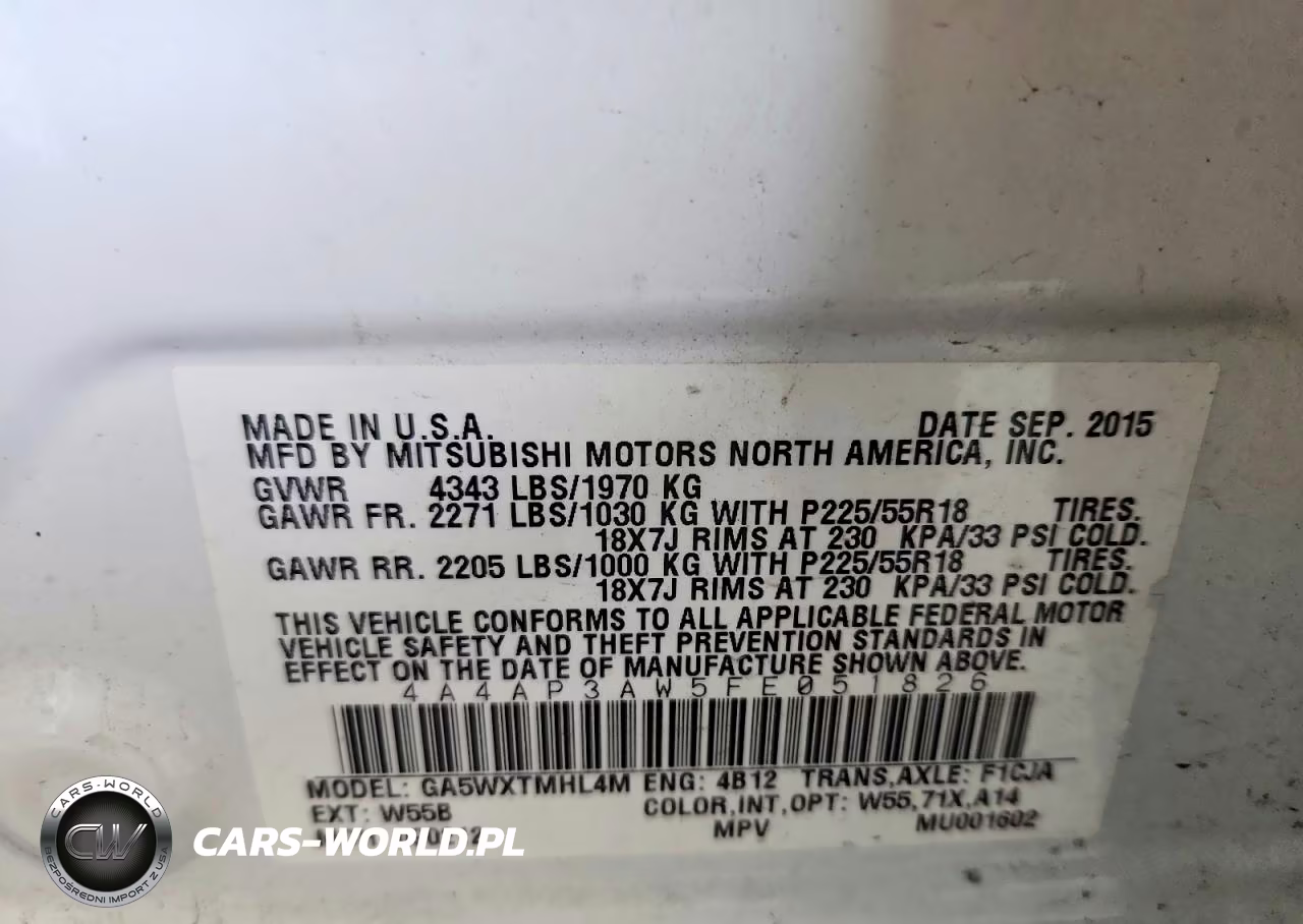 2015 Mitsubishi Outlander Sport Es VIN:4A4AP3AW5FE051826 - 12
