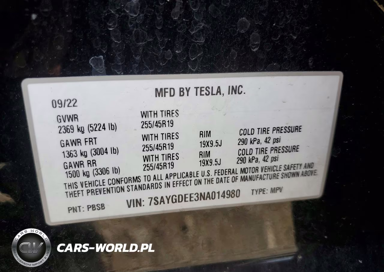 2022 Tesla Model Y VIN:7SAYGDEE3NA014980 - 12