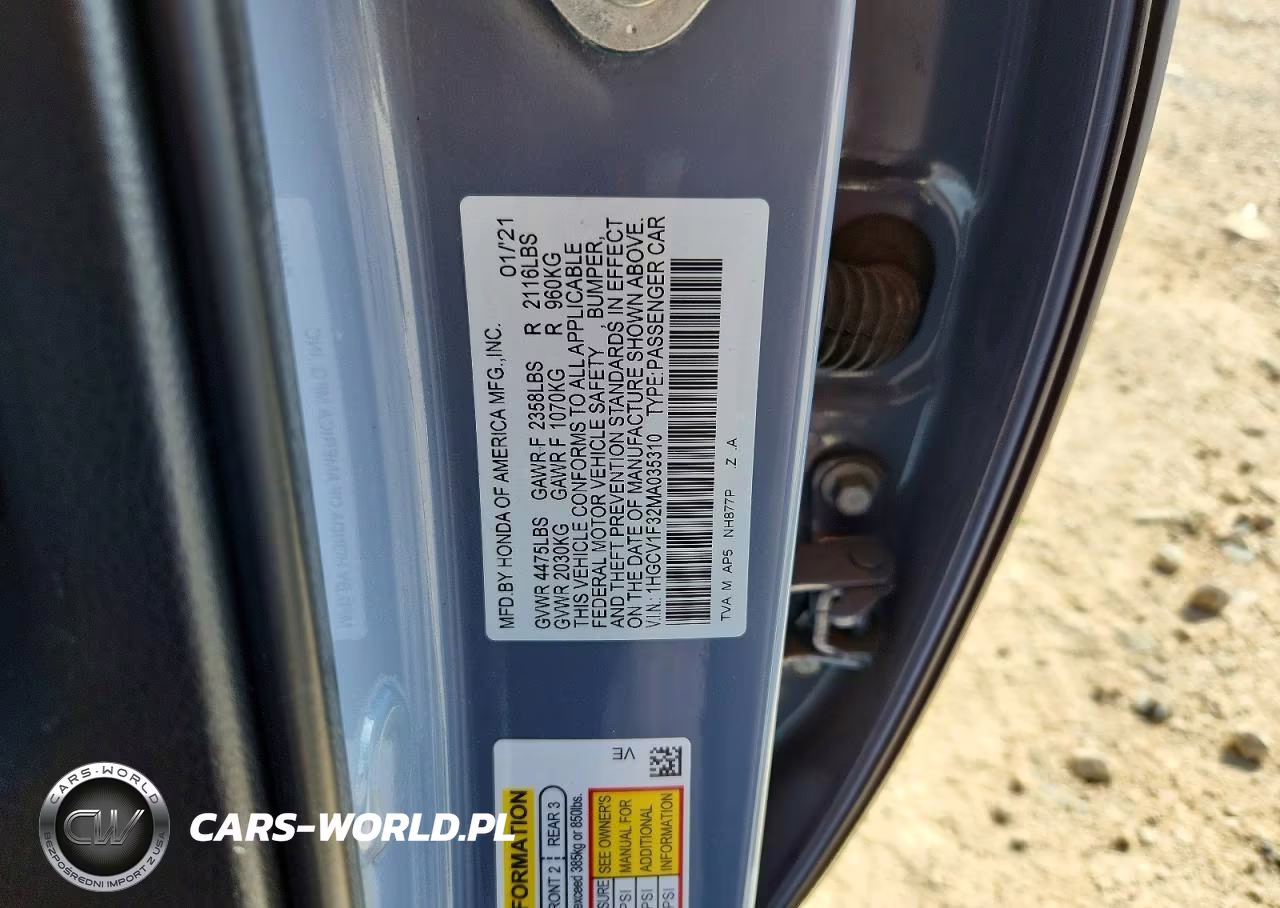 2021 Honda Accord Sport VIN:1HGCV1F32MA035310 - 12