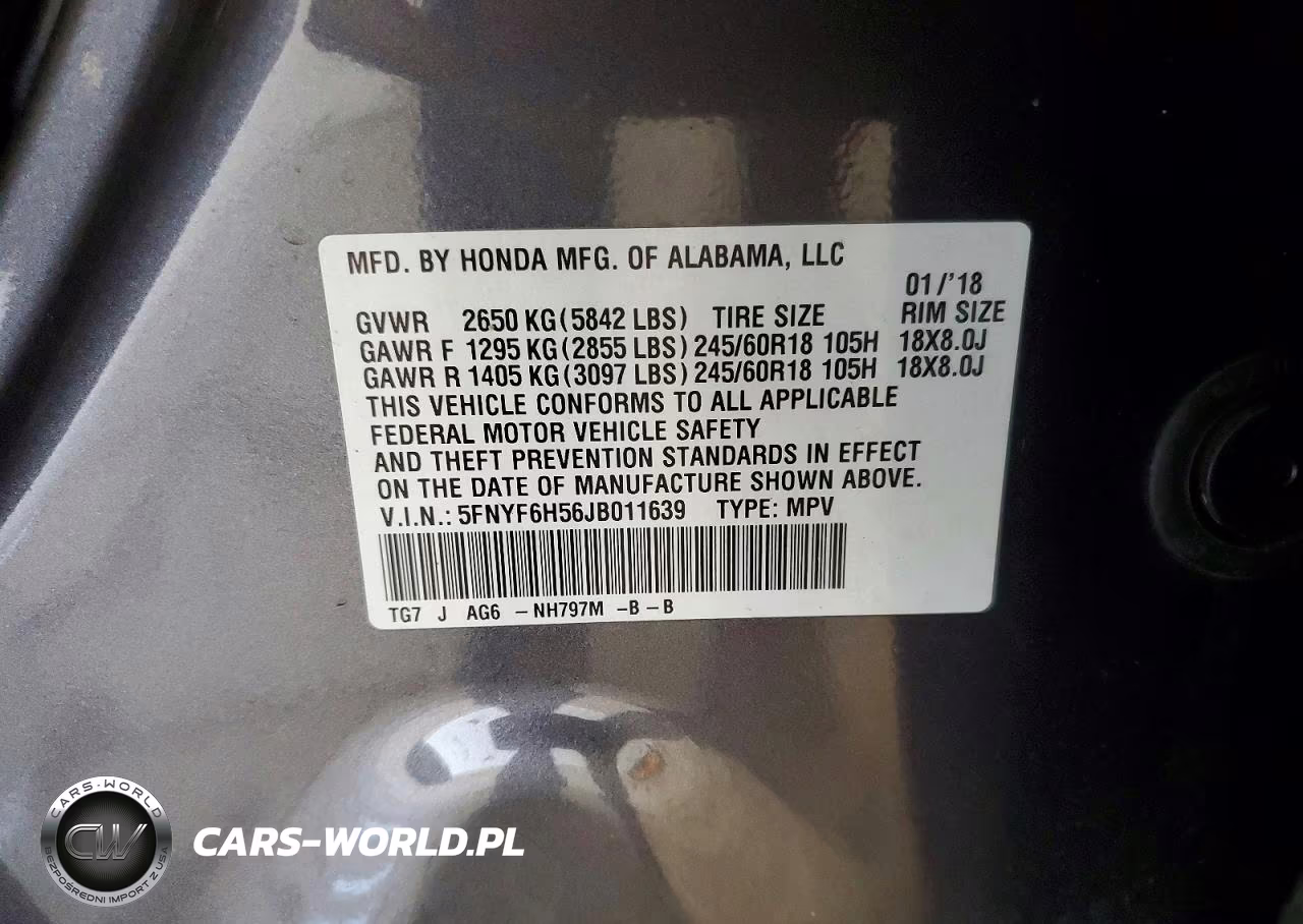 2018 Honda Pilot Exl VIN:5FNYF6H56JB011639 - 14