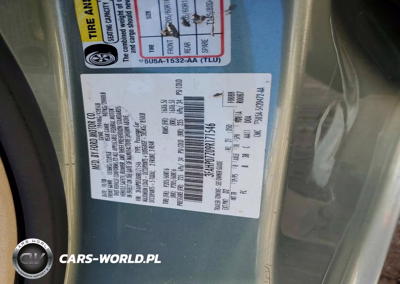 2009 Ford Fusion Se VIN:3FAHP07Z09R171546 - 12