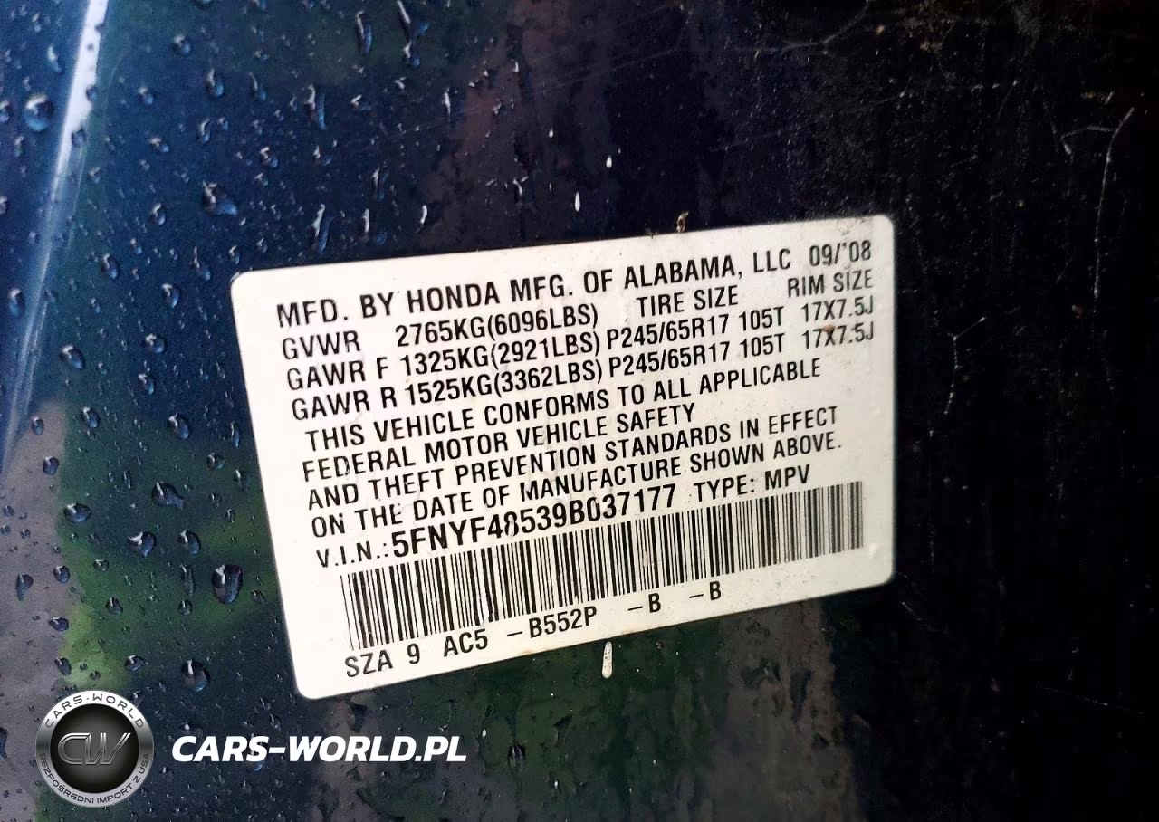 2009 Honda Pilot Exl VIN:5FNYF48539B037177 - 13