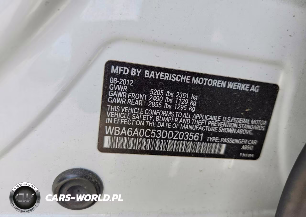 2013 BMW 640 I VIN:WBA6A0C53DDZ03561 - 12