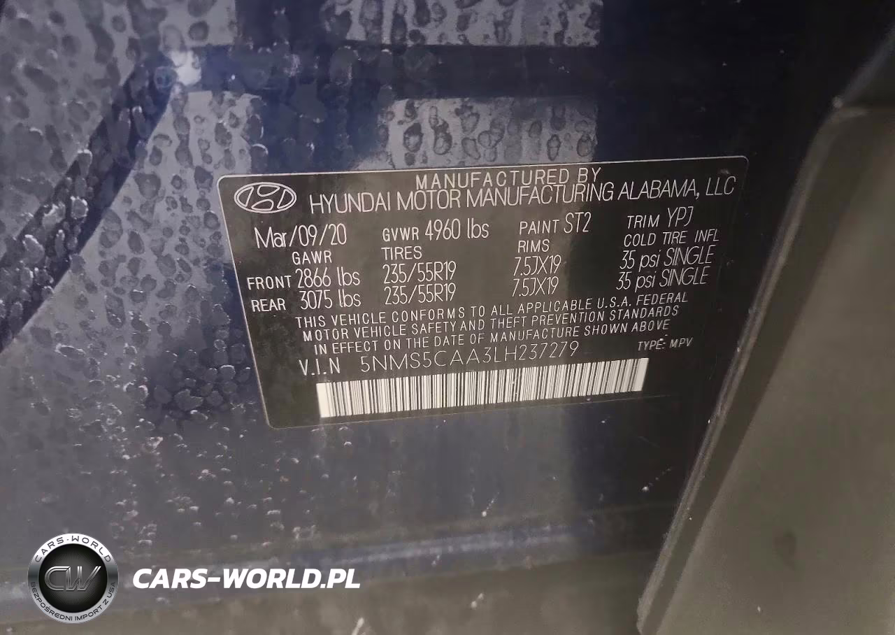 2020 Hyundai Santa Fe Limited 2.0T VIN:5NMS5CAA3LH237279 - 13