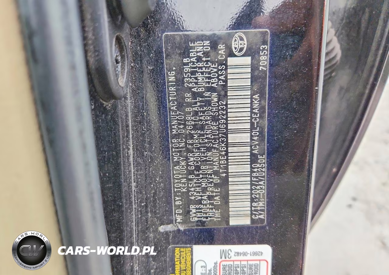 2007 Toyota Camry Le VIN:4T1BE46K37U692232 - 12