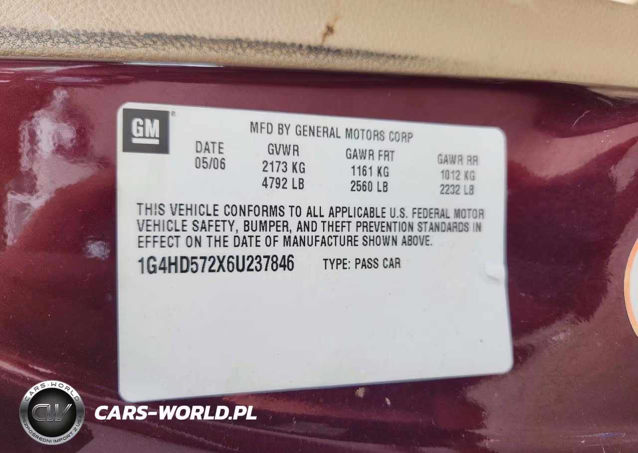 2006 Buick Lucerne Cxl VIN:1G4HD572X6U237846 - 12