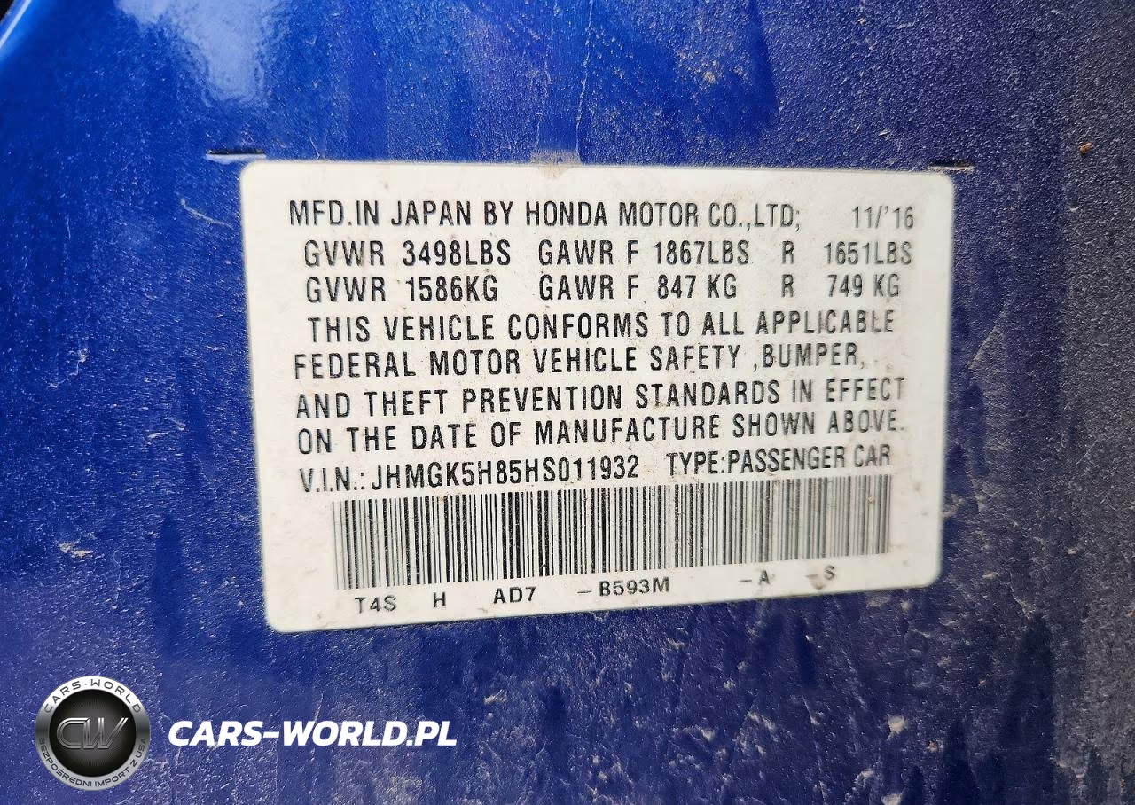 2017 Honda Fit Ex VIN:JHMGK5H85HS011932 - 12