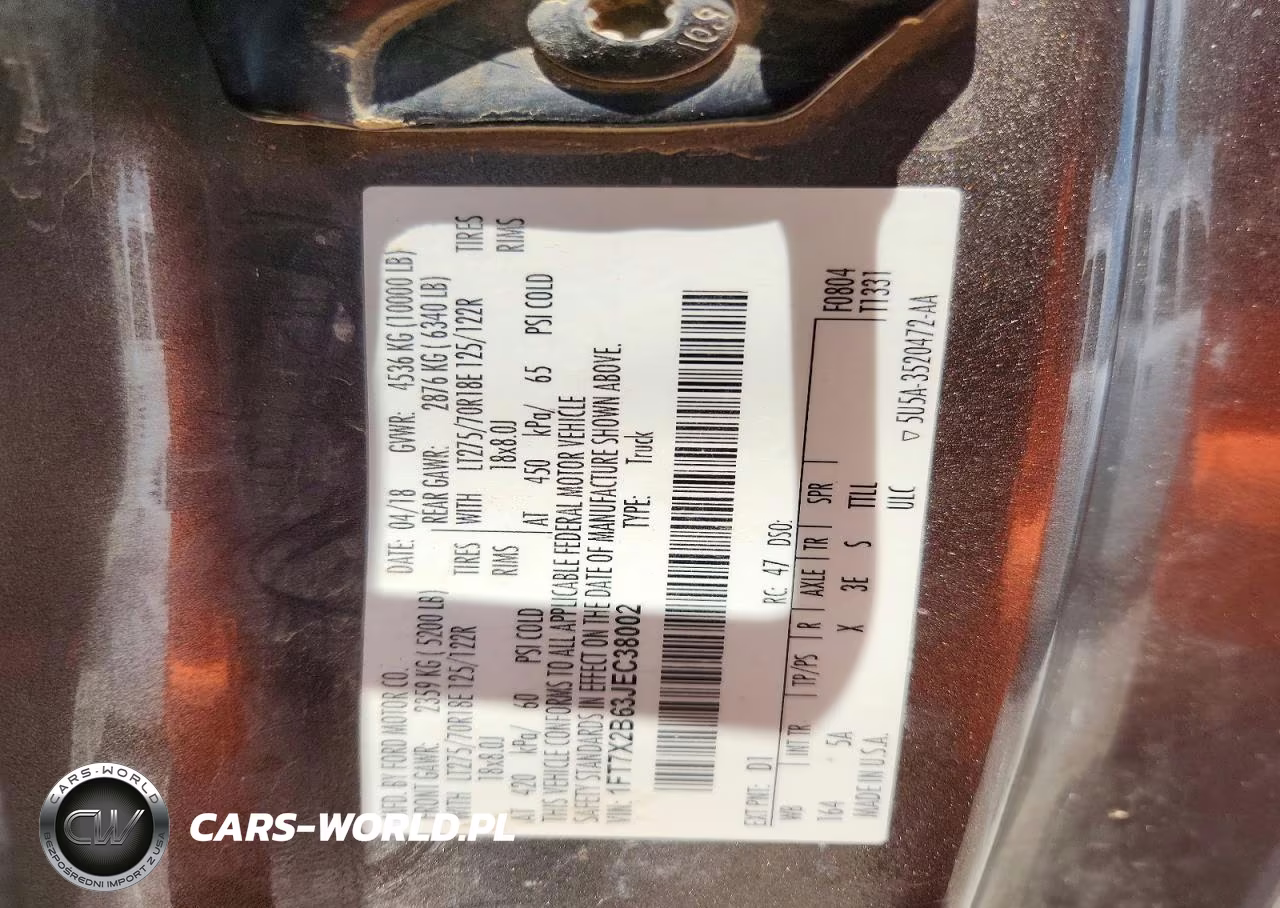 2018 Ford F250 Super Duty VIN:1FT7X2B63JEC38002 - 12