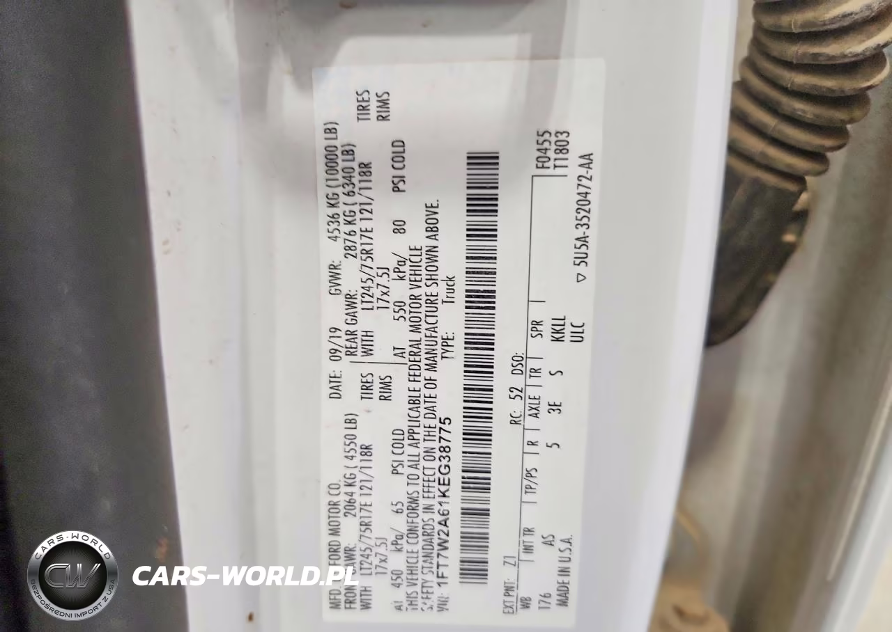 2019 Ford F250 Super Duty VIN:1FT7W2A61KEG38775 - 12