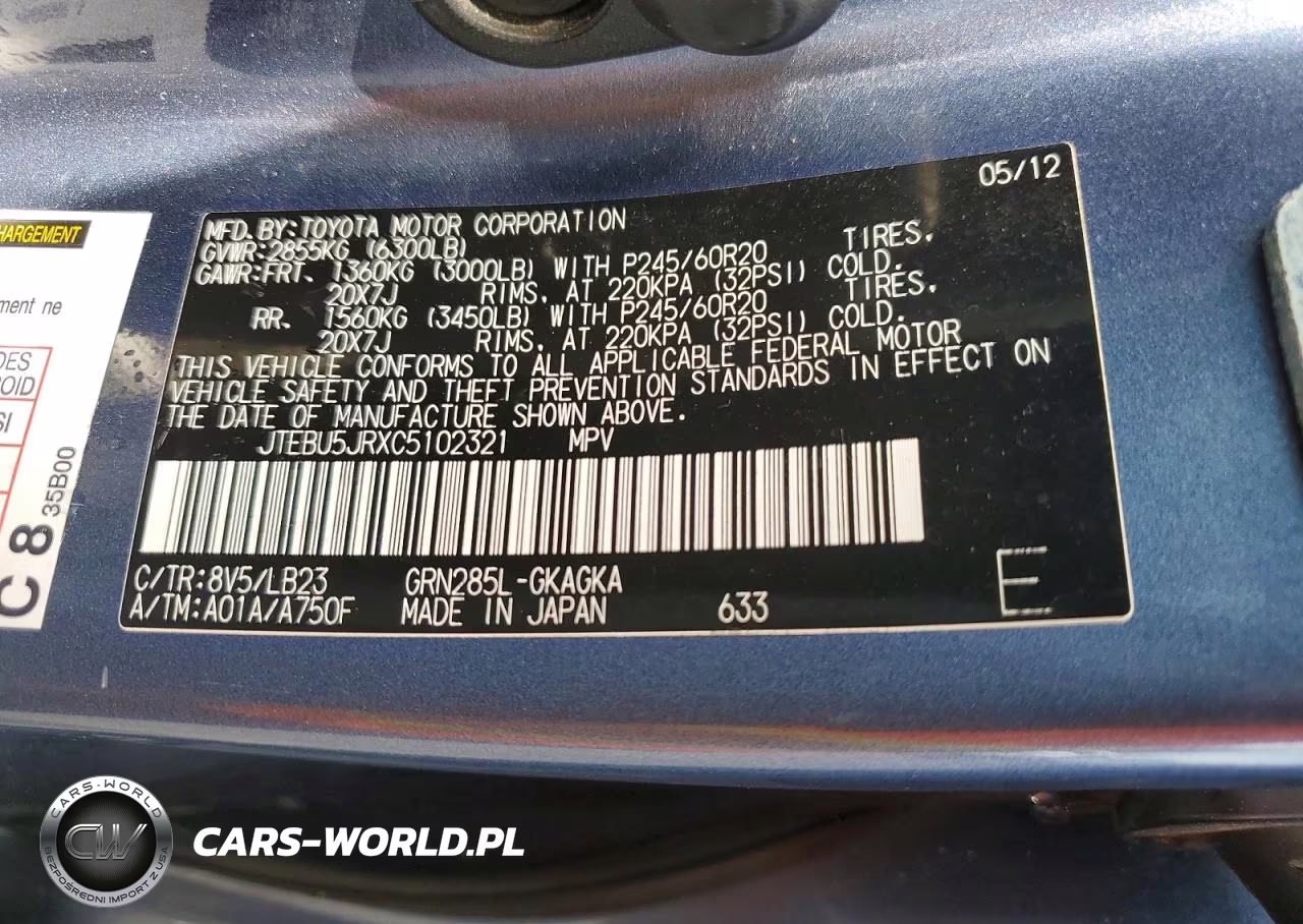 2012 Toyota 4Runner Limited VIN:JTEBU5JRXC5102321 - 14