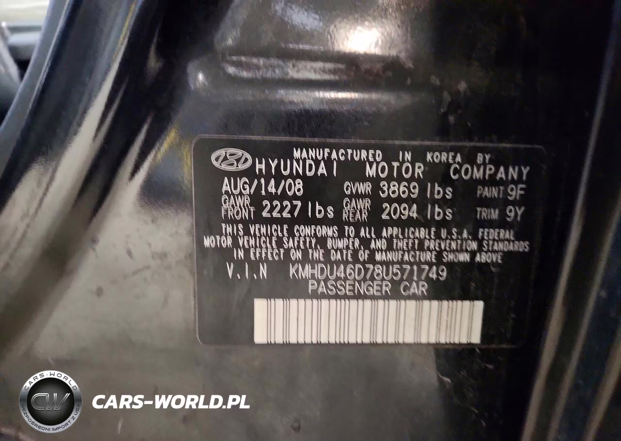 2008 Hyundai Elantra Gls VIN:KMHDU46D78U571749 - 12