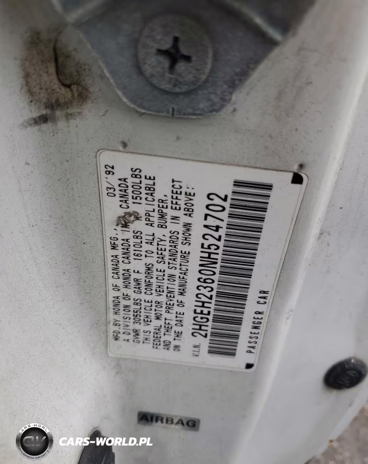 1992 Honda Civic Vx VIN:2HGEH2360NH524702 - 23