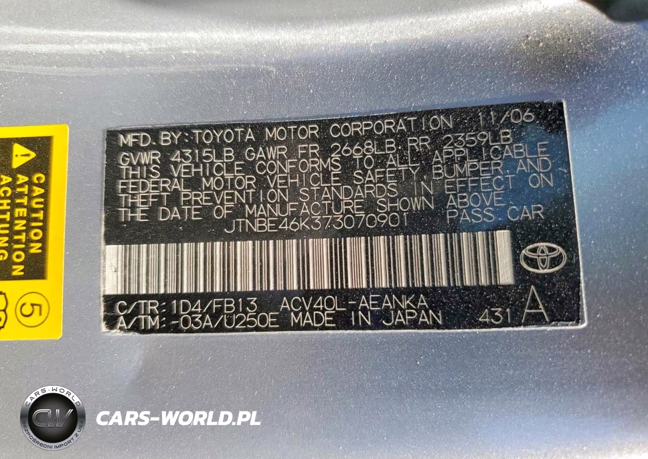 2007 Toyota Camry Le VIN:JTNBE46K373070901 - 12