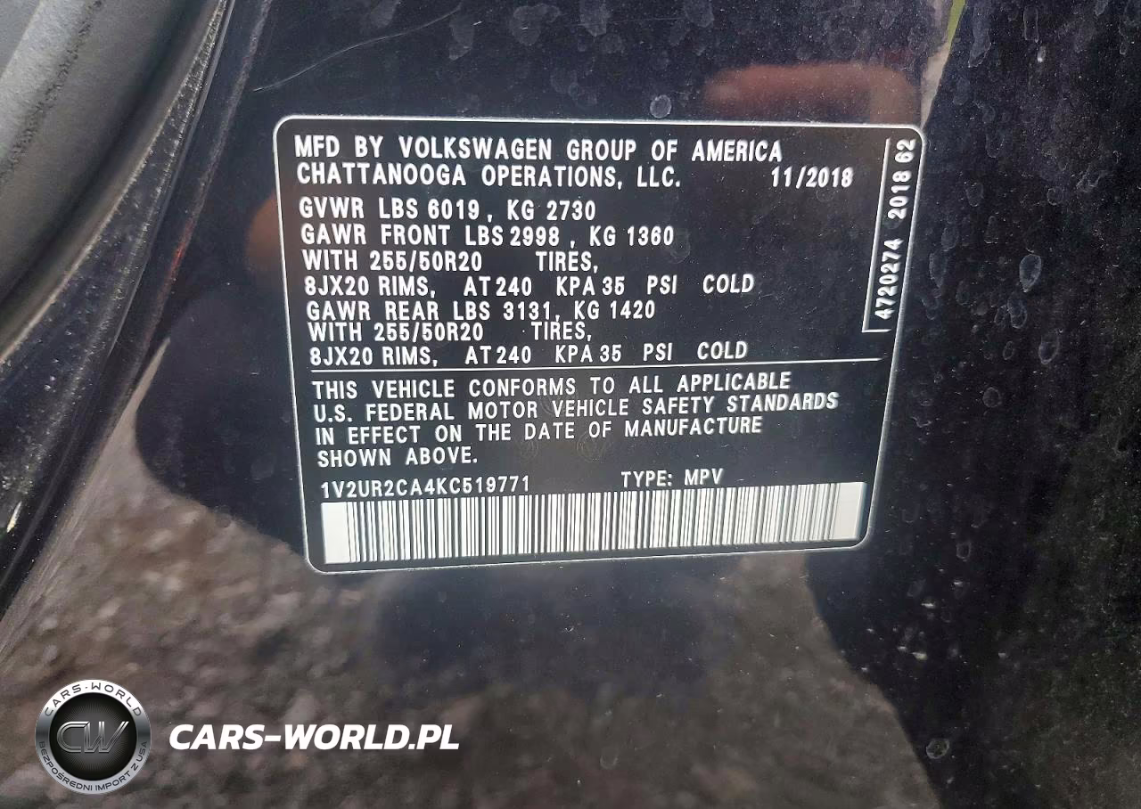 2019 Volkswagen Atlas Se VIN:1V2UR2CA4KC519771 - 14