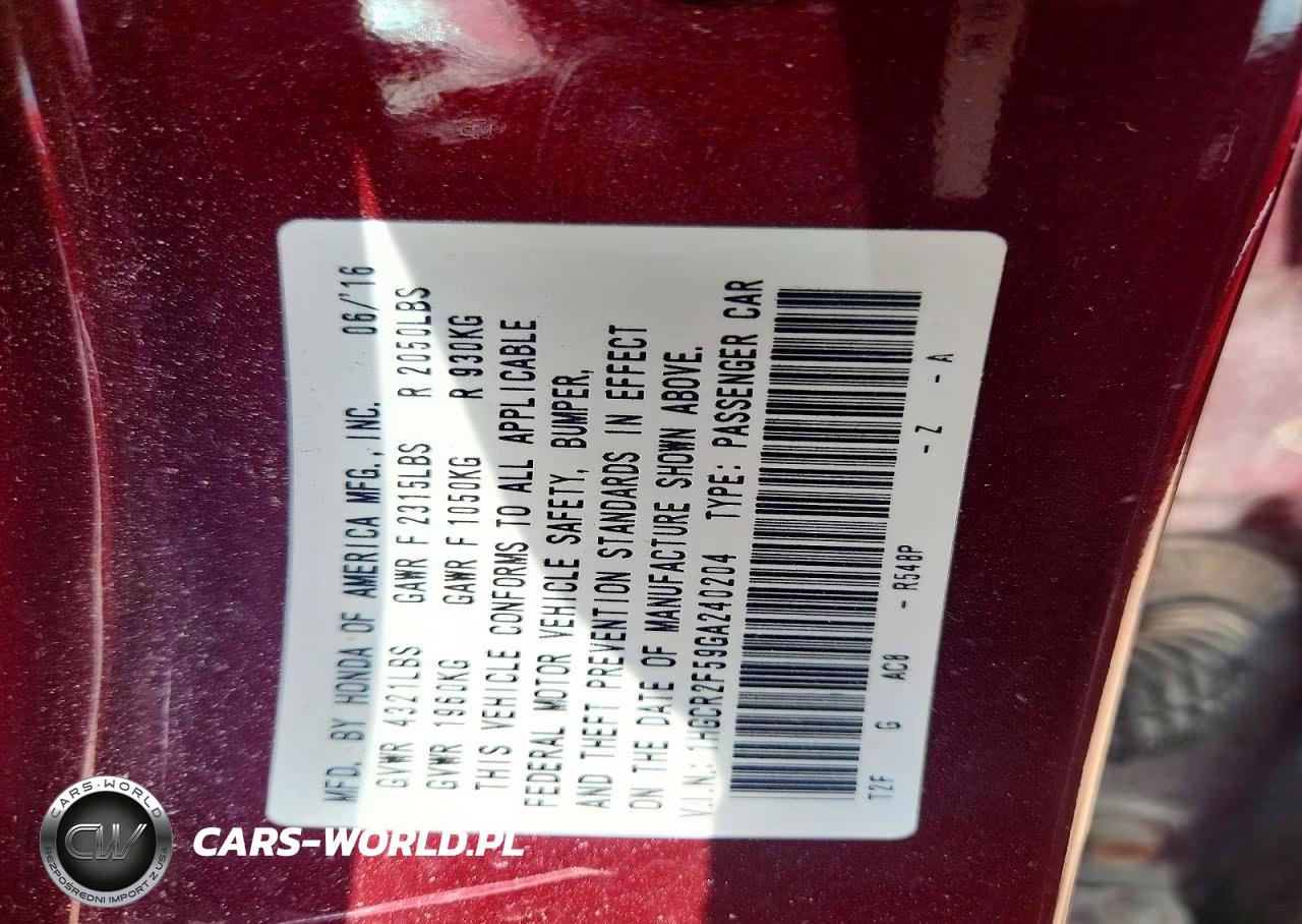 2016 Honda Accord Sport VIN:1HGCR2F59GA240204 - 12