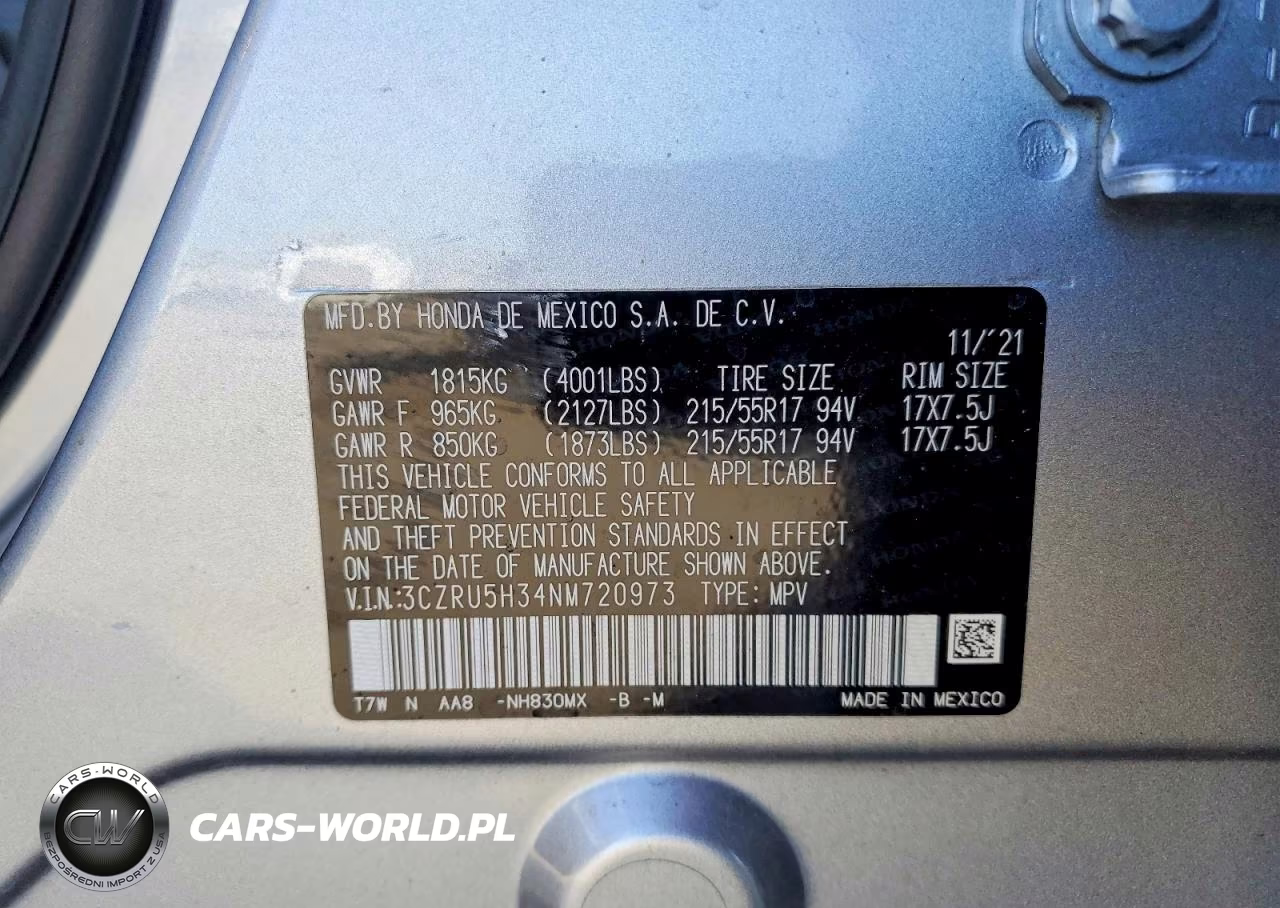 2022 Honda Hr-V Lx VIN:3CZRU5H34NM720973 - 13