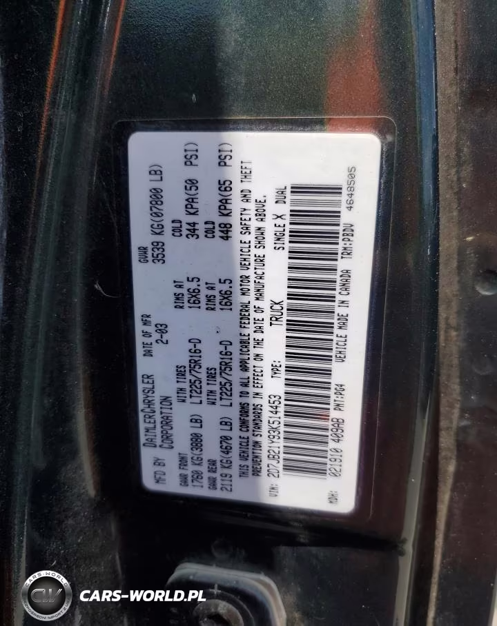 2003 Dodge Ram Van 2500 Van VIN:2D7JB21Y93K514453 - 13