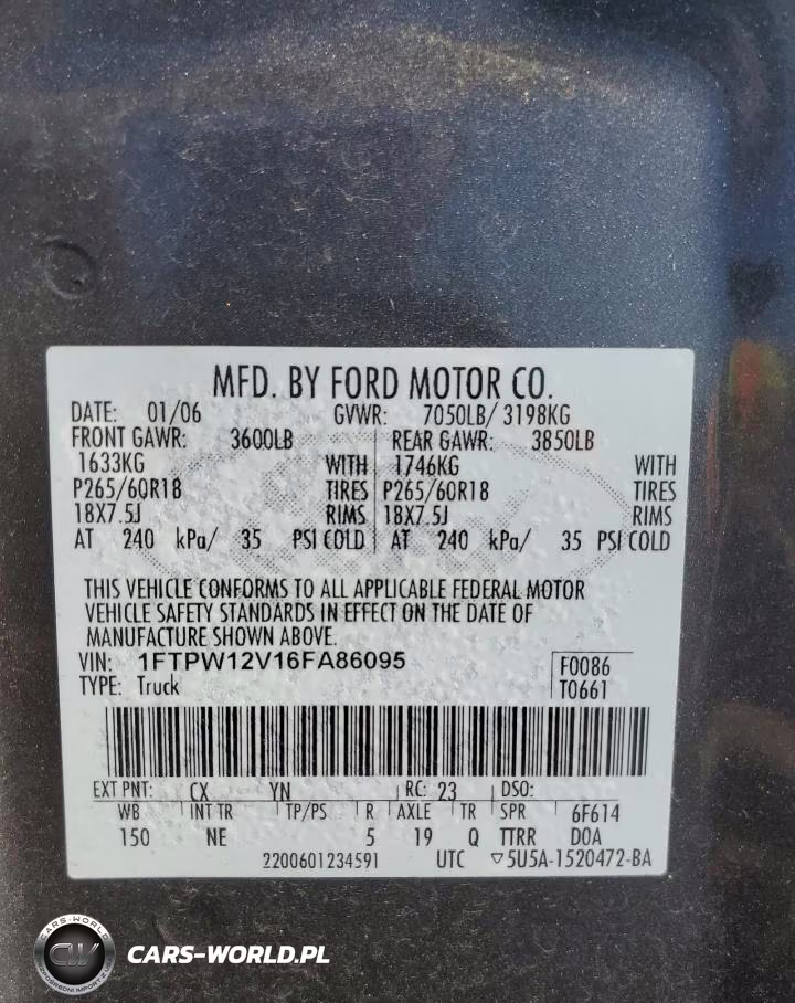 2006 Ford F150 Supercrew VIN:1FTPW12V16FA86095 - 12