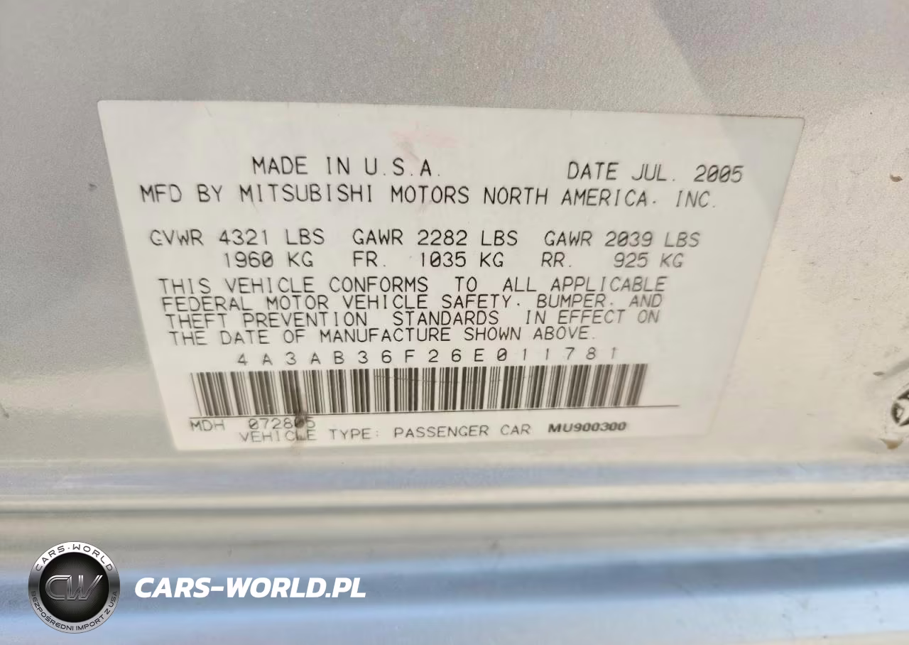 2006 Mitsubishi Galant Es Medium VIN:4A3AB36F26E011781 - 12