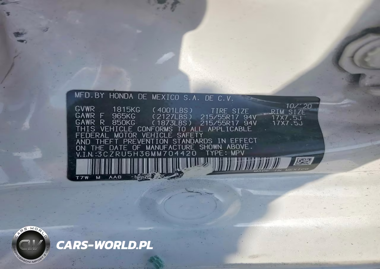 2021 Honda Hr-V Lx VIN:3CZRU5H36MM704420 - 13