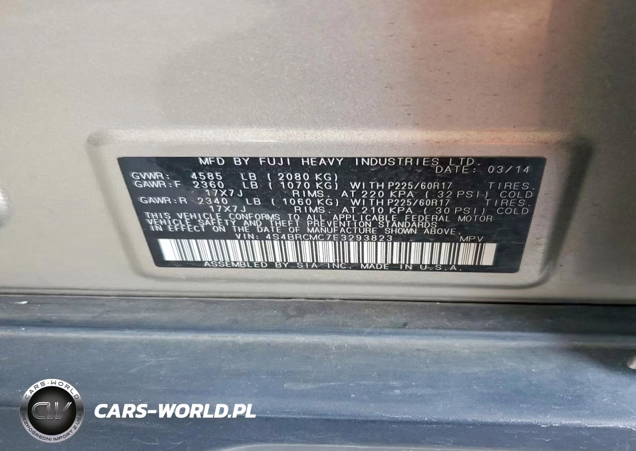 2014 Subaru Outback 2.5I Limited VIN:4S4BRCMC7E3293823 - 12