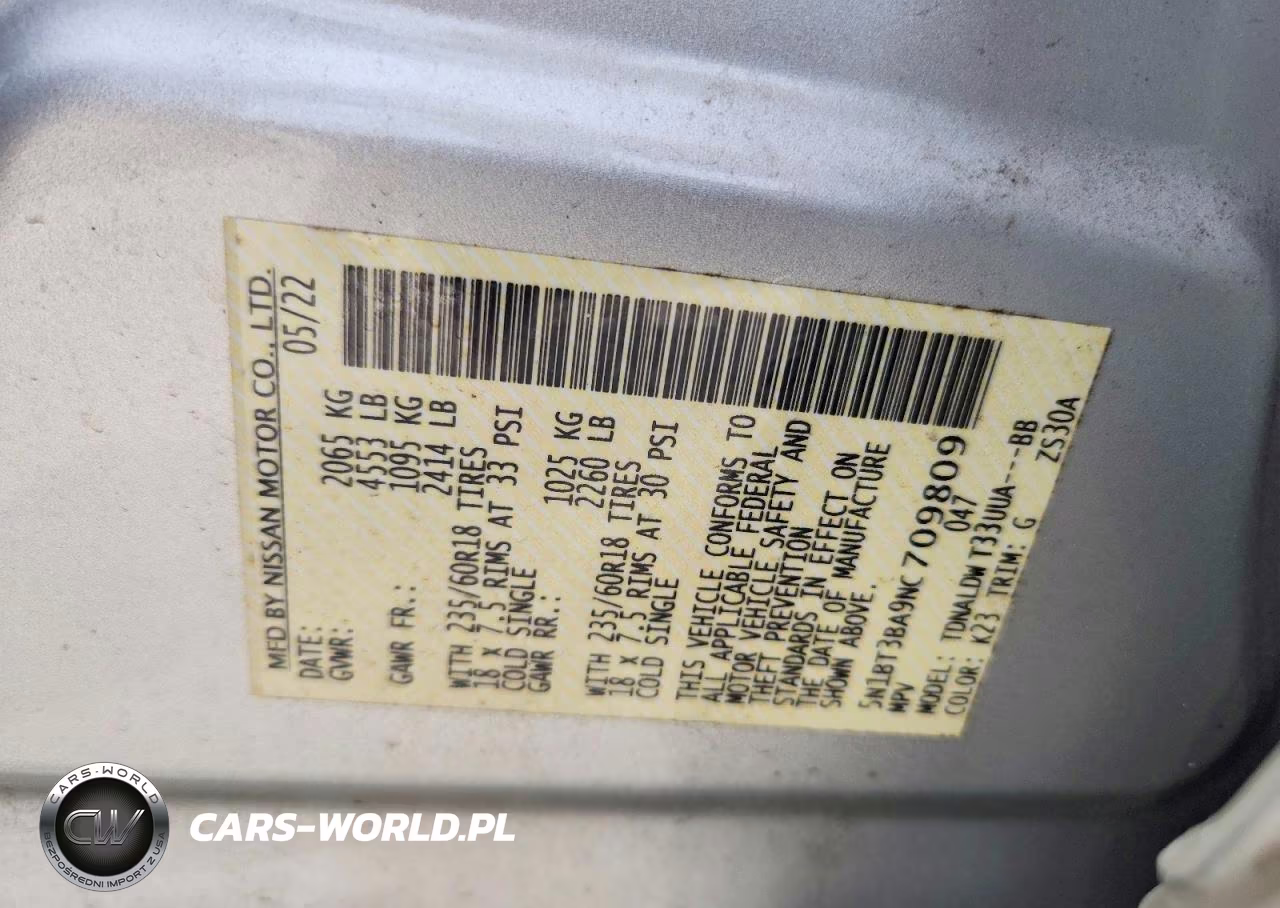 2022 Nissan Rogue Sv VIN:5N1BT3BA9NC709809 - 12